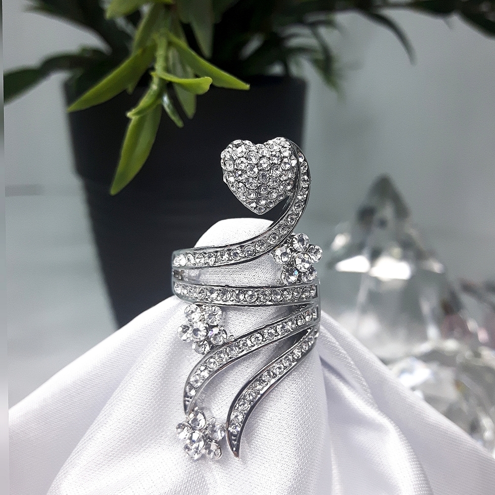 🆕️ Clear Rhinestones💖Fashion Silver Tone Ring - Picture 1 of 6